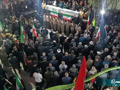 وداع مردم فسا با پیکرهای شهدای جنگ رمضان