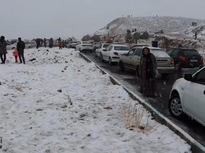 بارش برف پس از سال‌ها، شهرستان فسا را سفیدپوش کرد